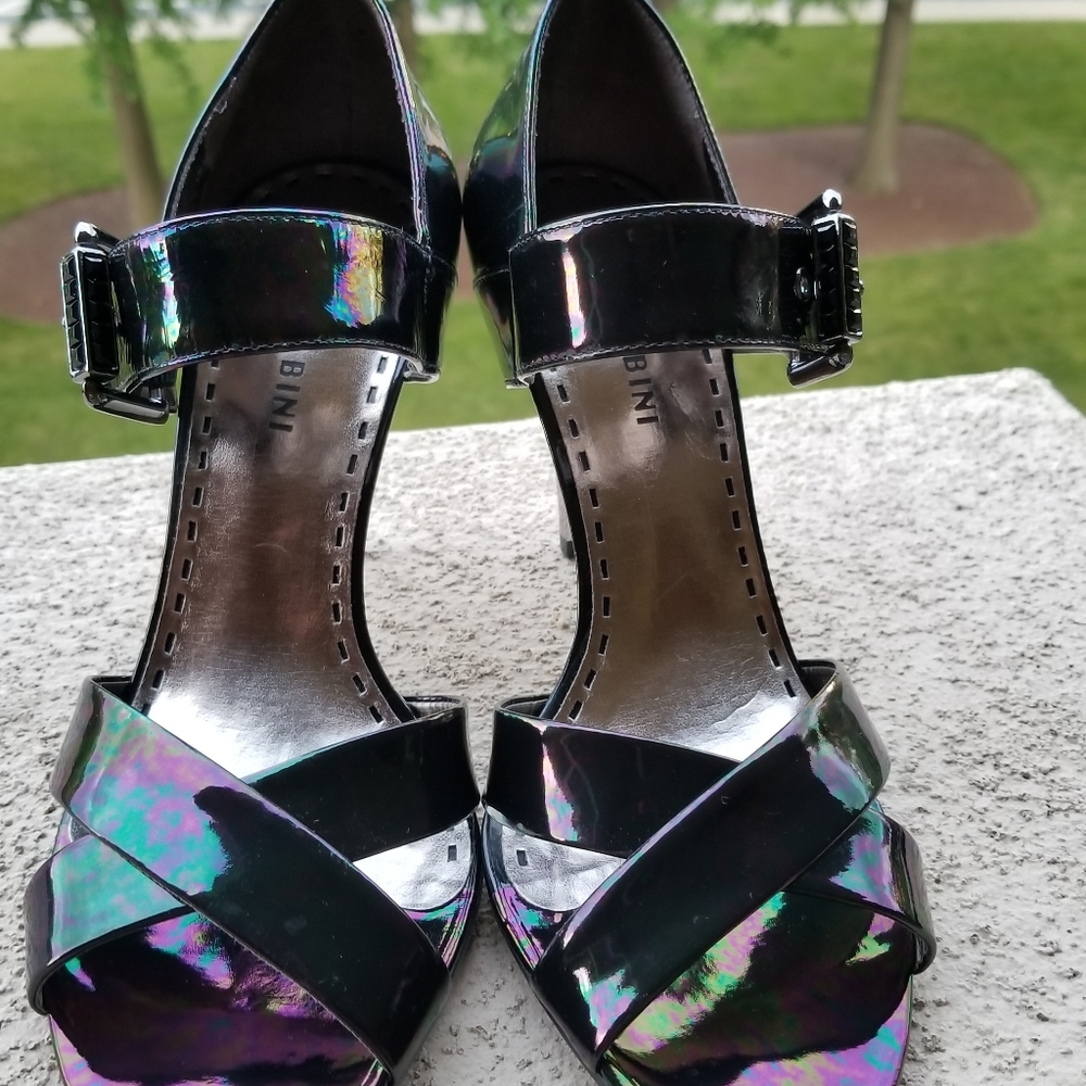 Iridescent oil slick petrol high heel sandals, sz7 - Picture 11 of 11